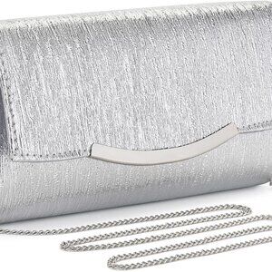 Elegant Silver Glitter Clutch Purse for Women - Perfect for Weddings & Parties